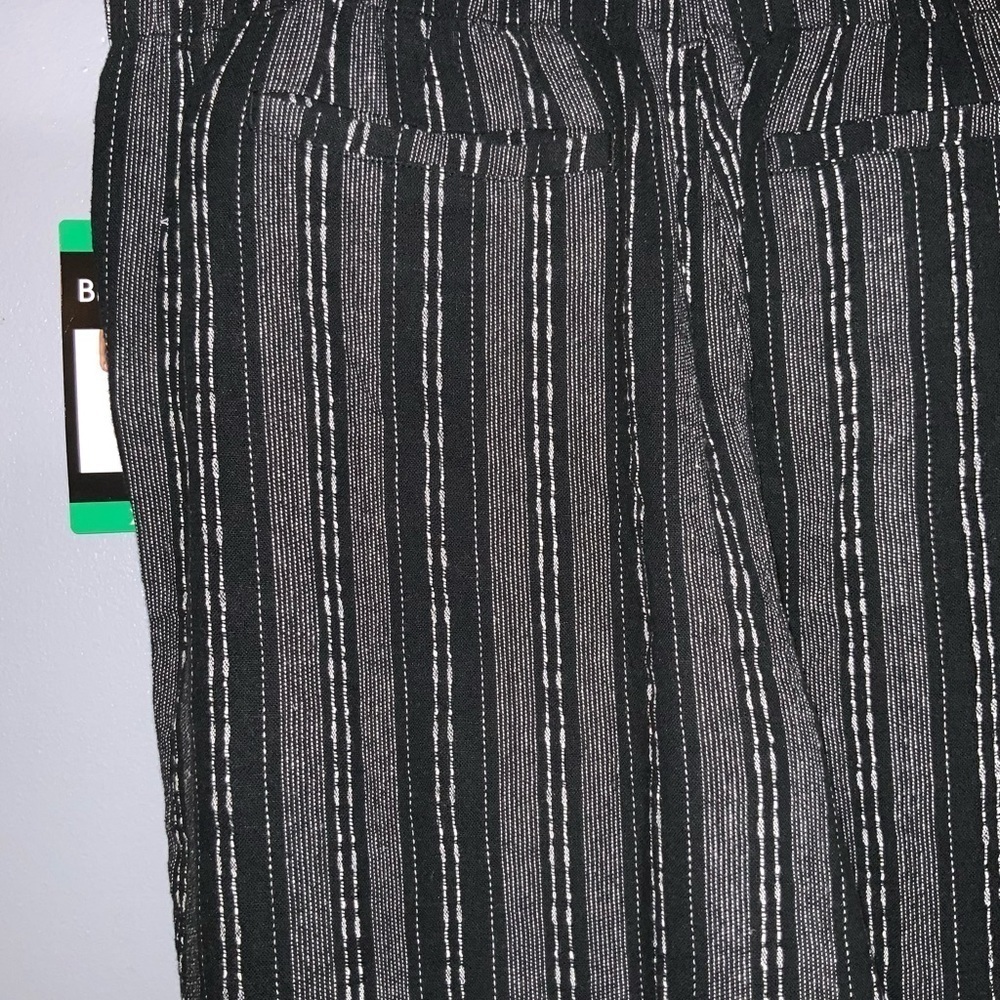 Briggs Black~White Stripe Linen Blend PullOn Elastic Waist Wide Leg Pants XL NWT - Picture 9 of 11